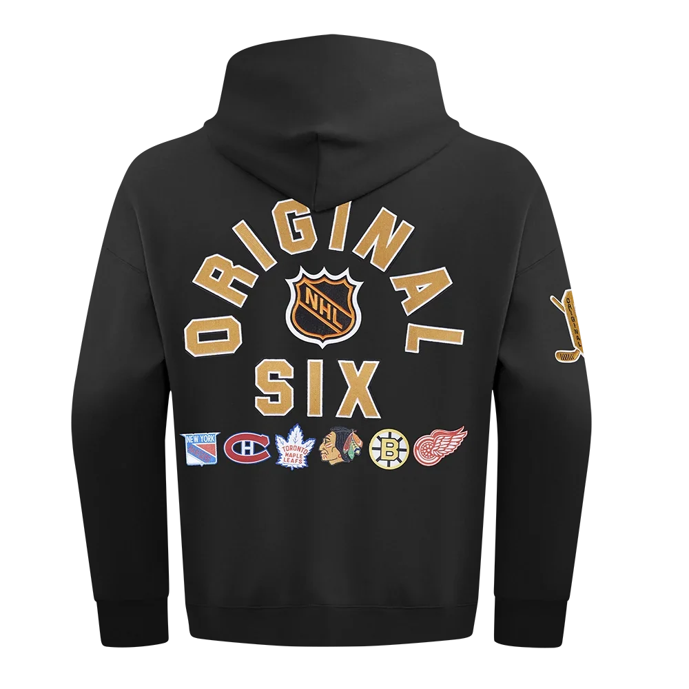 Original Six NHL Pro Standard Men Black Drop Shoulder Pullover Hoodie product image 1, provided for visual reference and