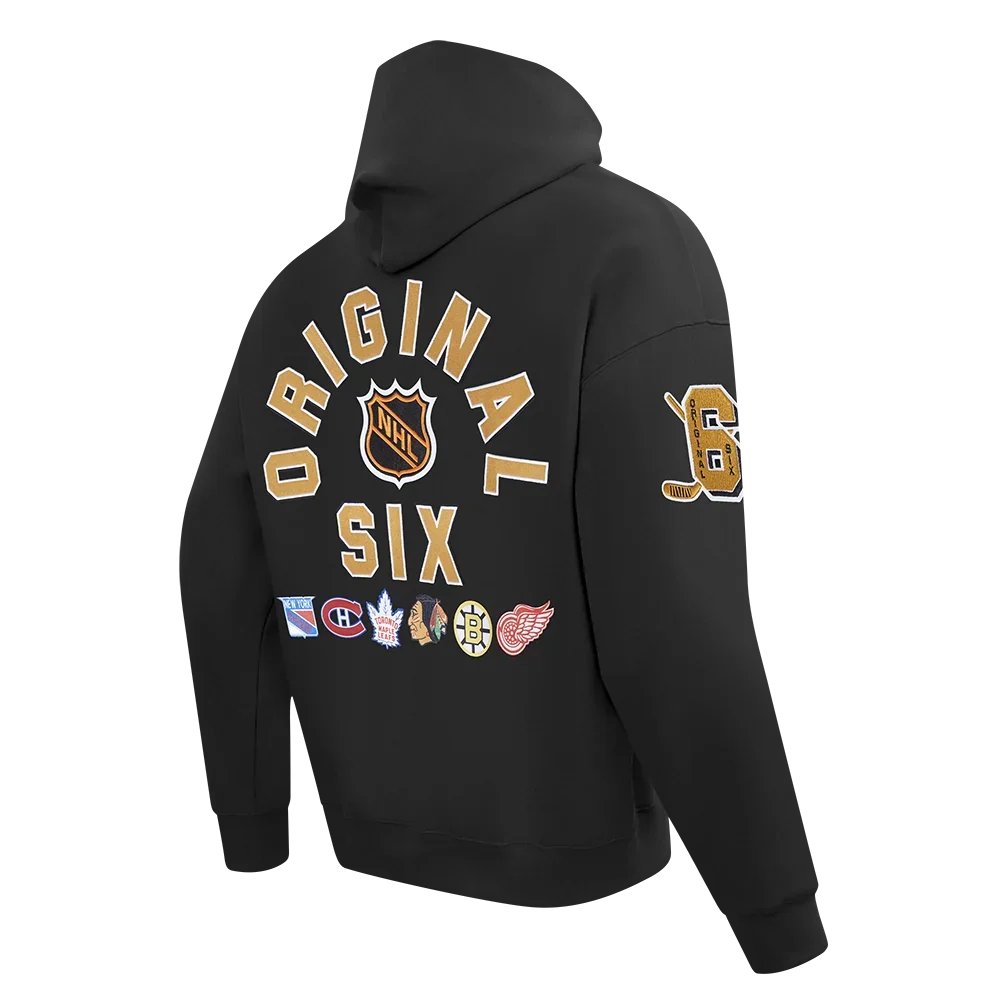 Original Six NHL Pro Standard Men Black Drop Shoulder Pullover Hoodie product image 4, provided for visual reference and