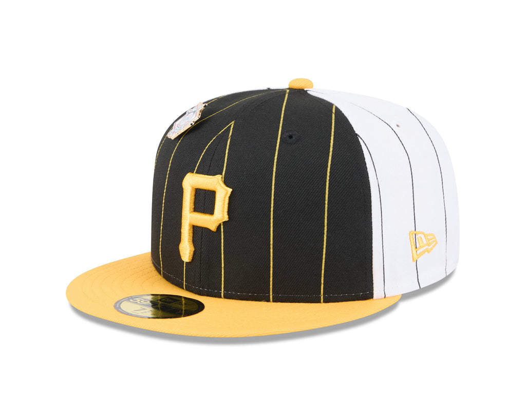 Pittsburgh Pirates MLB New Era Men Black 59Fifty Two Tone Pinstripe Fitted Hat product image 2, provided for visual