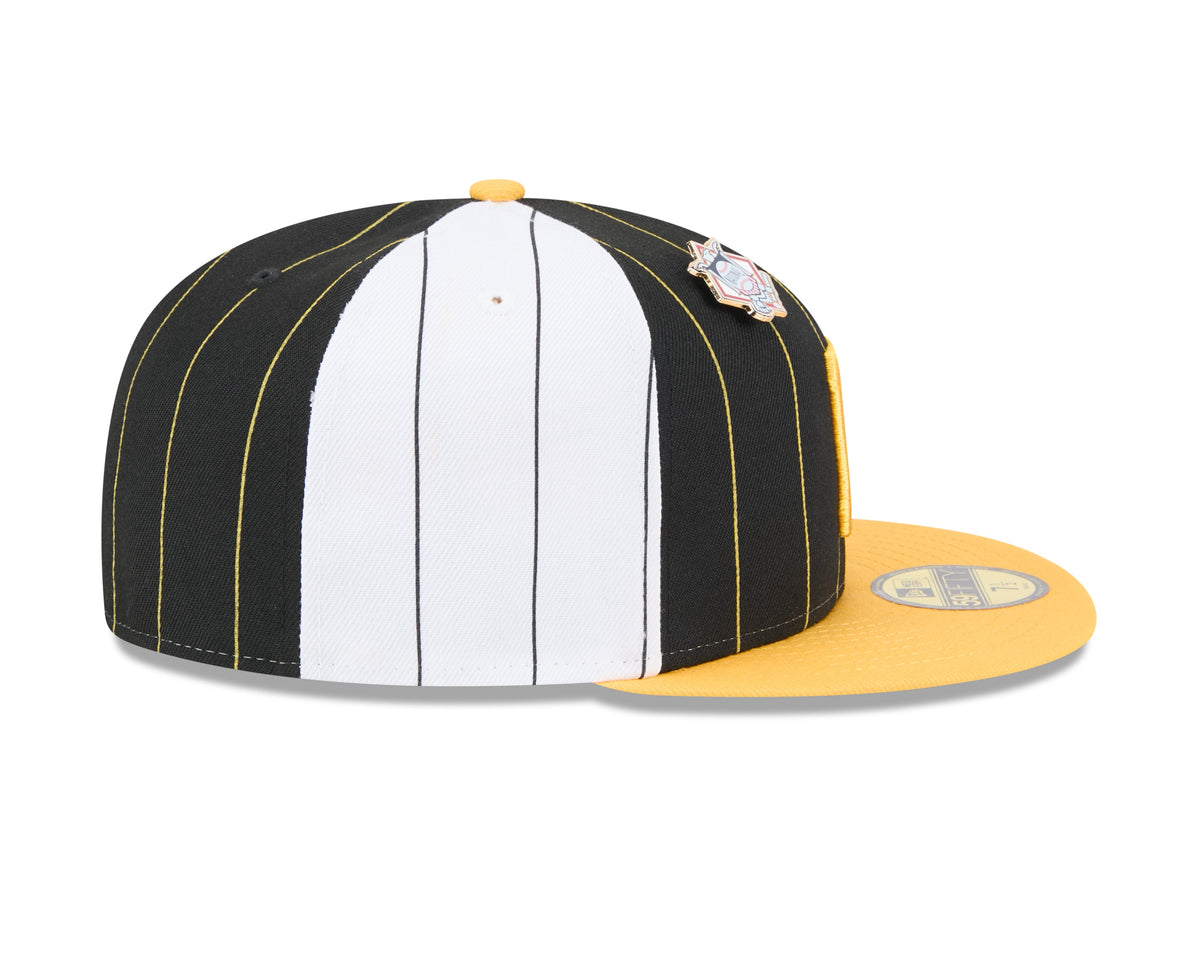 Pittsburgh Pirates MLB New Era Men Black 59Fifty Two Tone Pinstripe Fitted Hat product image 6, provided for visual