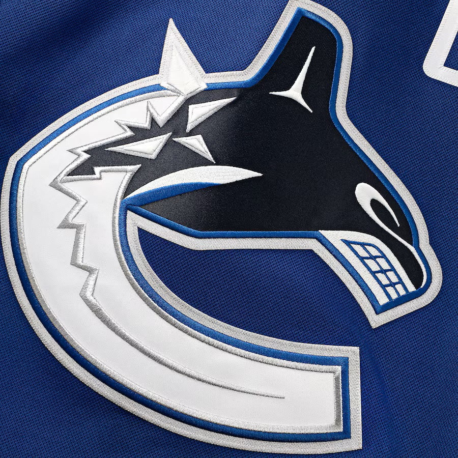 Quinn Hughes Vancouver Canucks NHL Fanatics Branded Men Royal Blue Premium Jersey product image 4, provided for visual