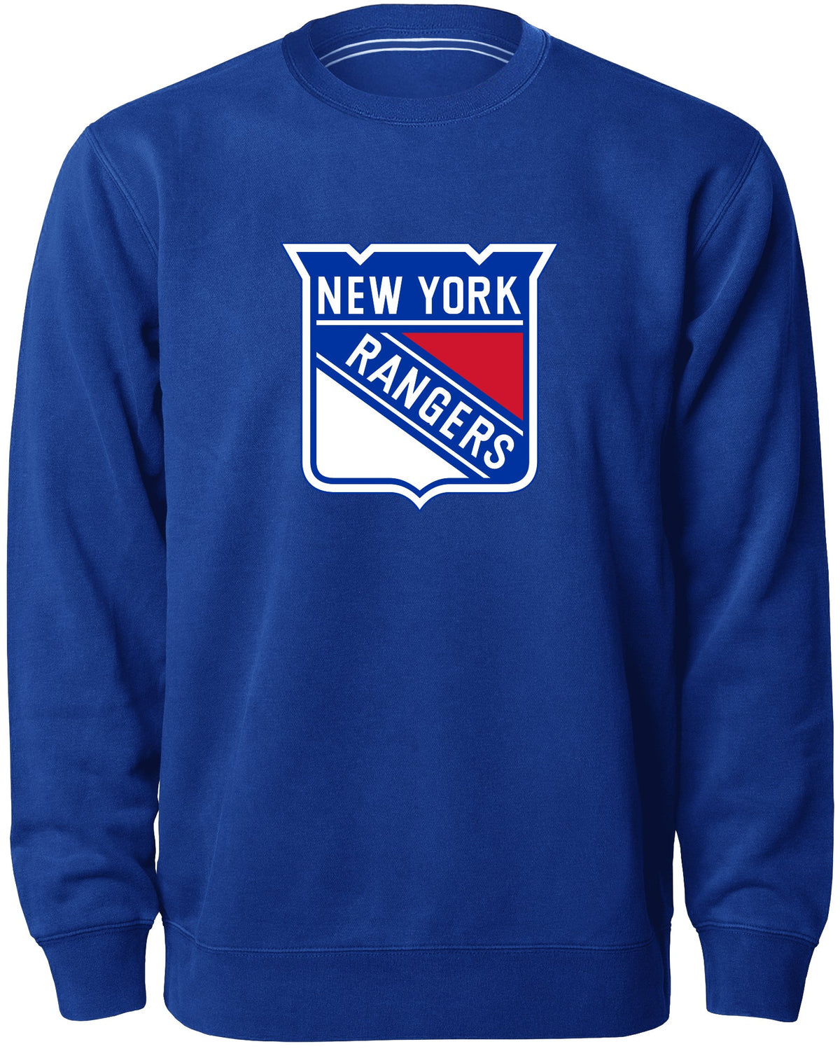 New York Rangers NHL Bulletin Men Royal Twill Logo Express Crew Sweater product image 1, provided for visual reference and