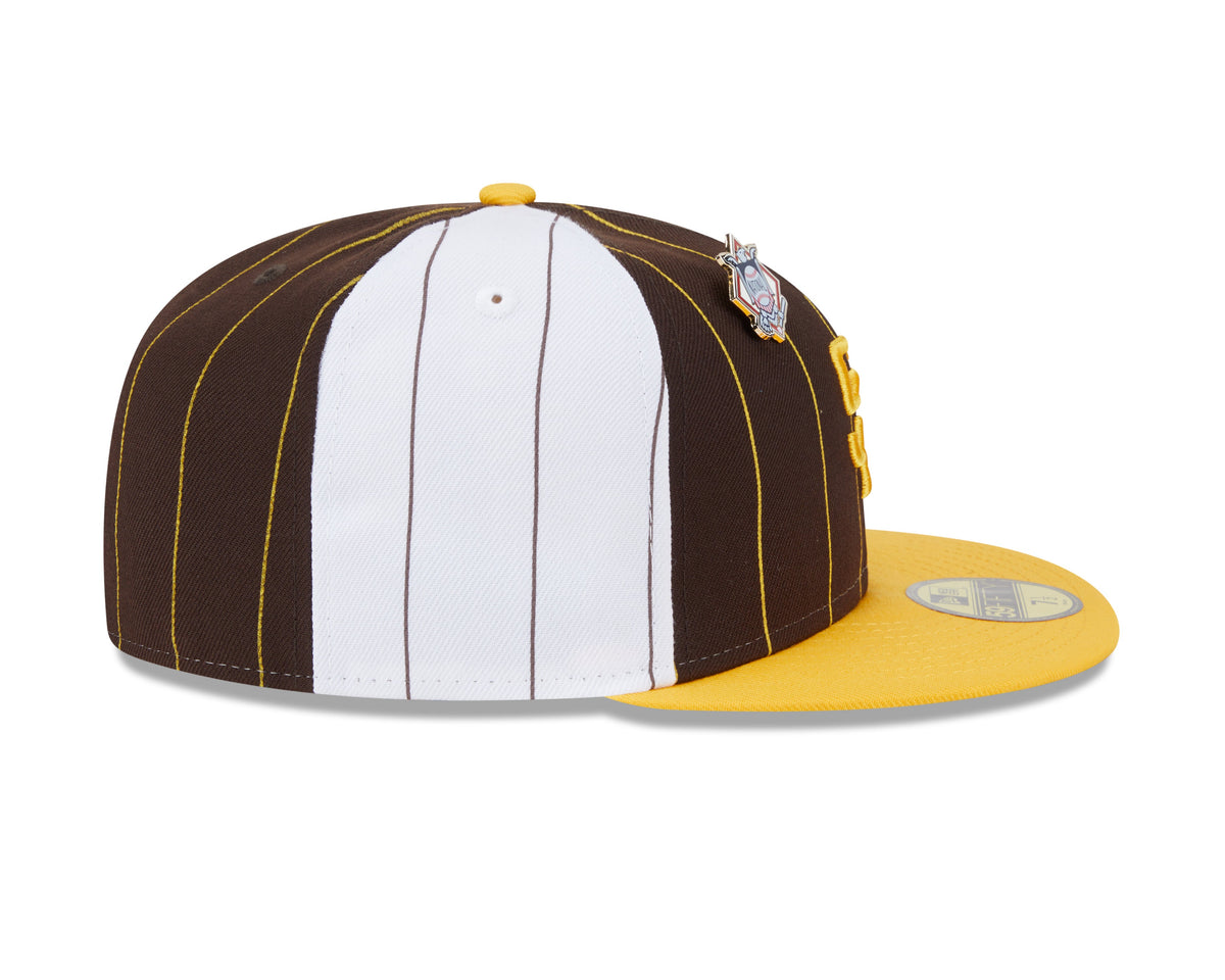 San Diego Padres MLB New Era Men Brown 59Fifty Two Tone Pinstripe Fitted Hat product image 6, provided for visual reference