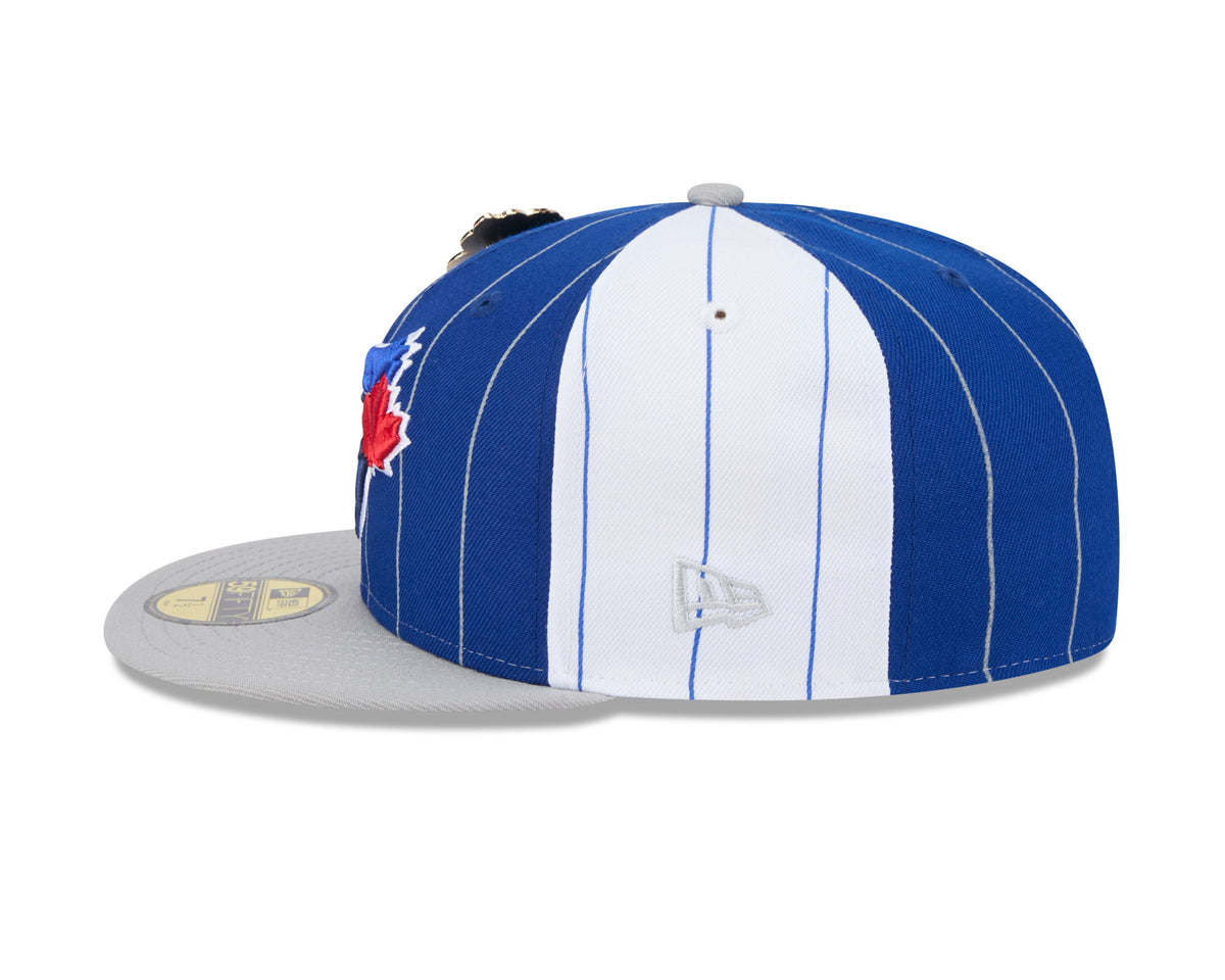 Toronto Blue Jays MLB New Era Men Royal Blue 59Fifty Two Tone Pinstripe Fitted Hat product image 5, provided for visual