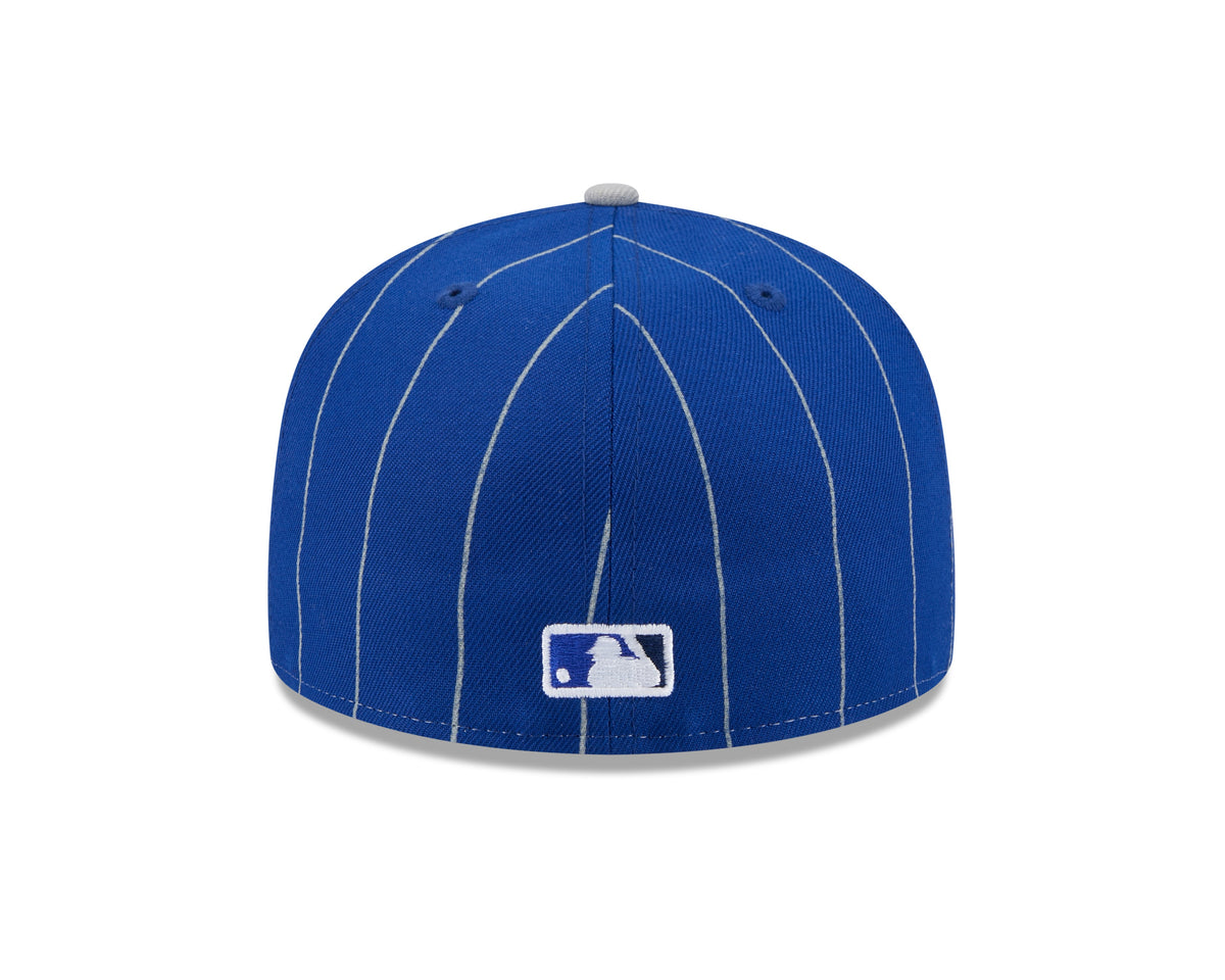 Toronto Blue Jays MLB New Era Men Royal Blue 59Fifty Two Tone Pinstripe Fitted Hat product image 2, provided for visual