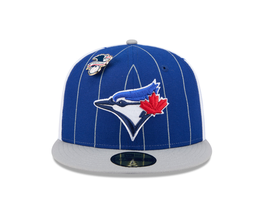 Toronto Blue Jays MLB New Era Men Royal Blue 59Fifty Two Tone Pinstripe Fitted Hat product image 3, provided for visual