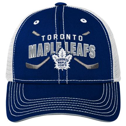 Toronto Maple Leafs NHL Outerstuff Kids Navy Trucker Lockup Meshback Snapback Hat product image 1, provided for visual