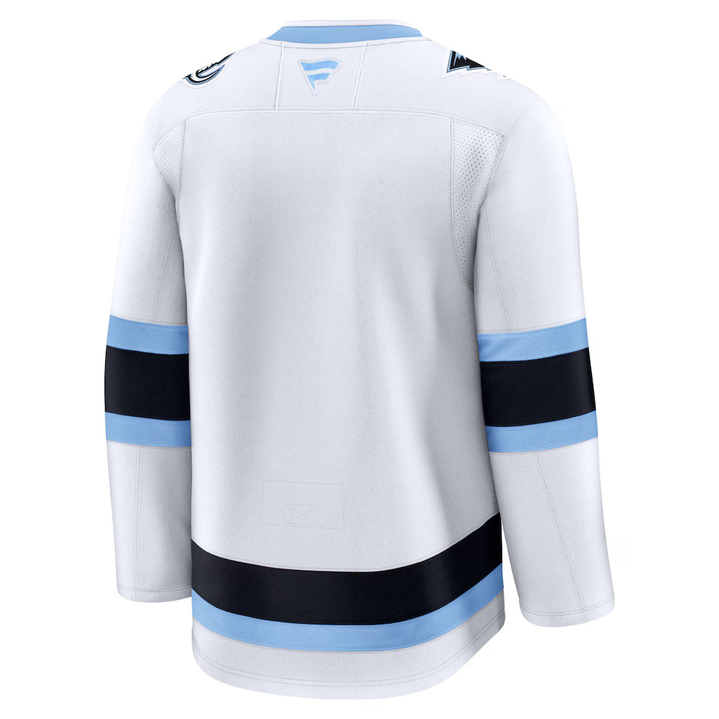 Utah Mammoth NHL Fanatics Branded Men White Premium Away Jersey product image 2, provided for visual reference and product