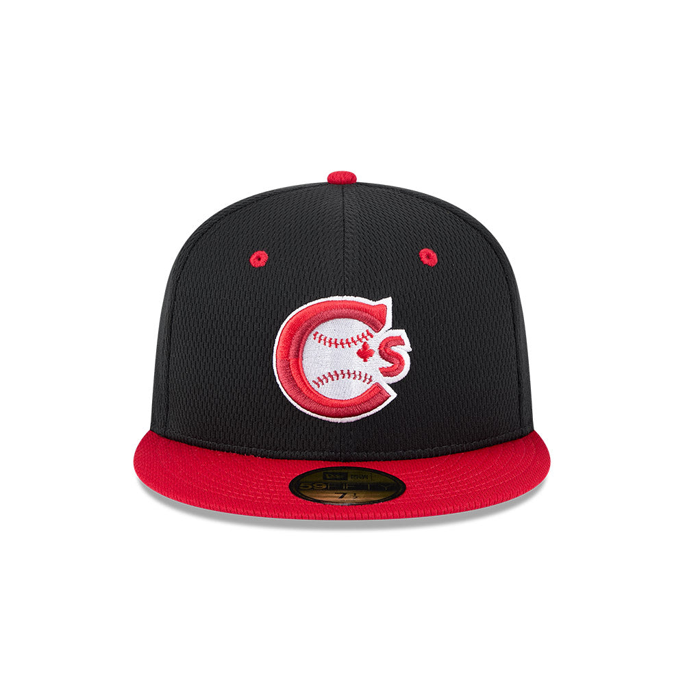 Vancouver Canadians MiLB New Era Men Black/Red 59Fifty Batting Practice Fitted Hat product image 3, provided for visual