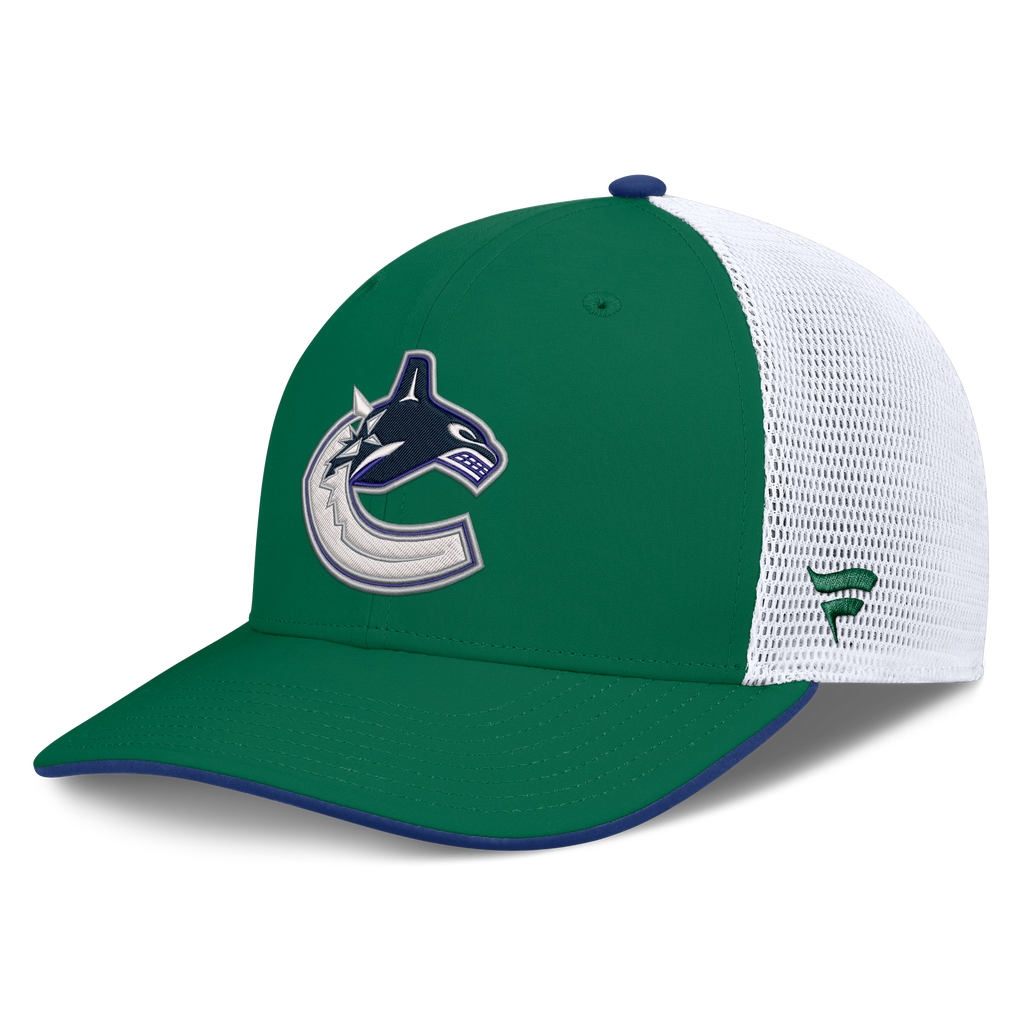 Vancouver Canucks NHL Fanatics Branded Men Green/White Authentic Pro Rink Trucker Snapback product image 1, provided for