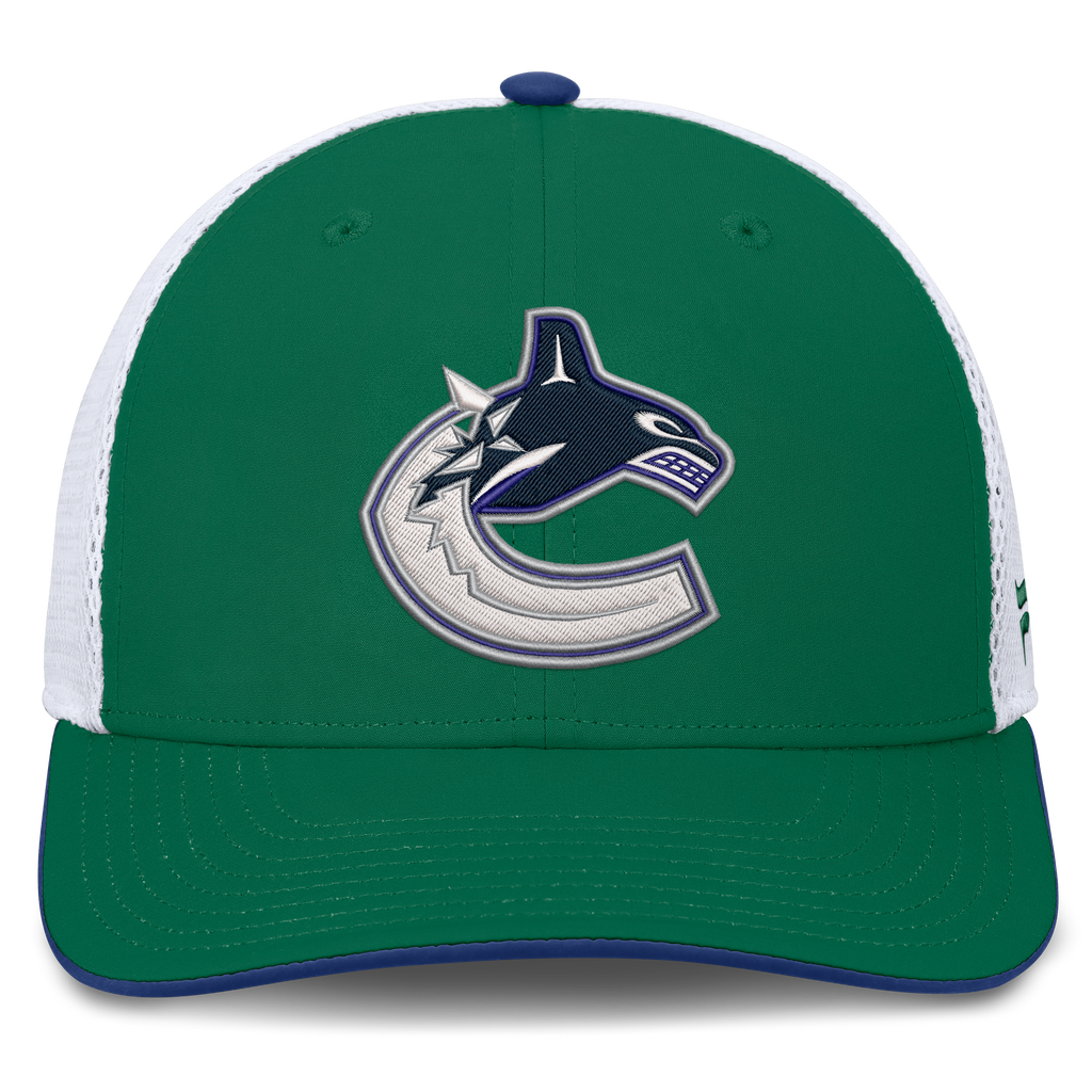 Vancouver Canucks NHL Fanatics Branded Men Green/White Authentic Pro Rink Trucker Snapback product image 3, provided for