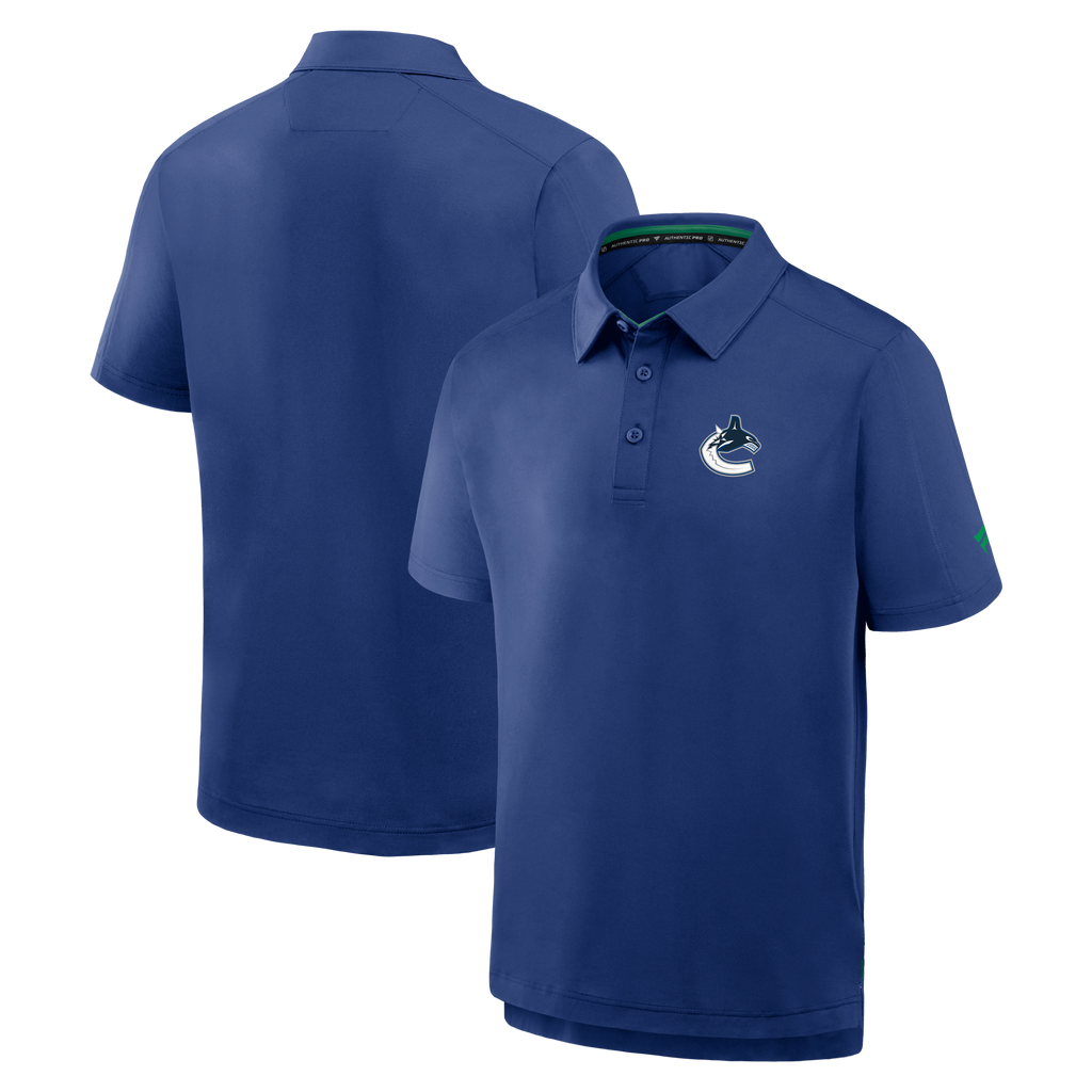 Vancouver Canucks NHL Fanatics Branded Men Royal Blue Authentic Pro Polo T-Shirt product image 3, provided for visual