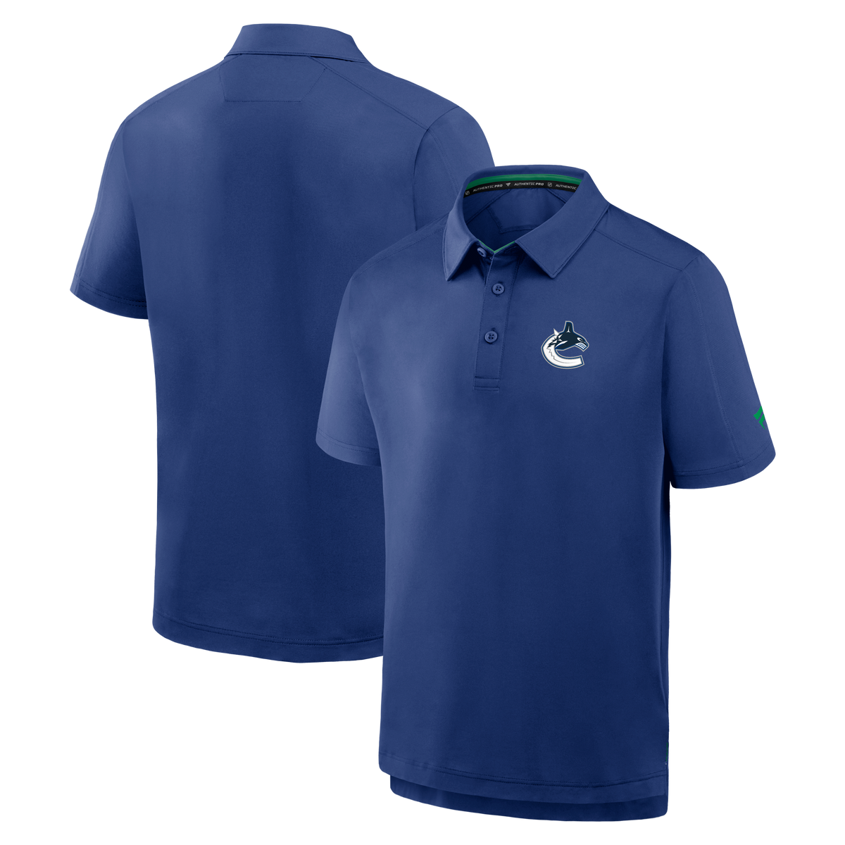 Vancouver Canucks NHL Fanatics Branded Men Royal Blue Authentic Pro Polo T-Shirt product image 3, provided for visual