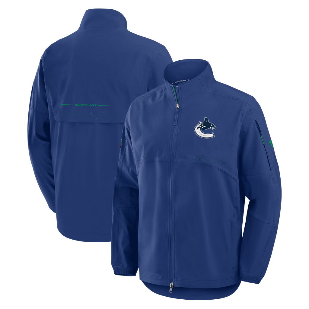 Vancouver Canucks NHL Fanatics Branded Men Royal Blue Authentic Pro Rink Coaches Jacket product image 3, provided for visual