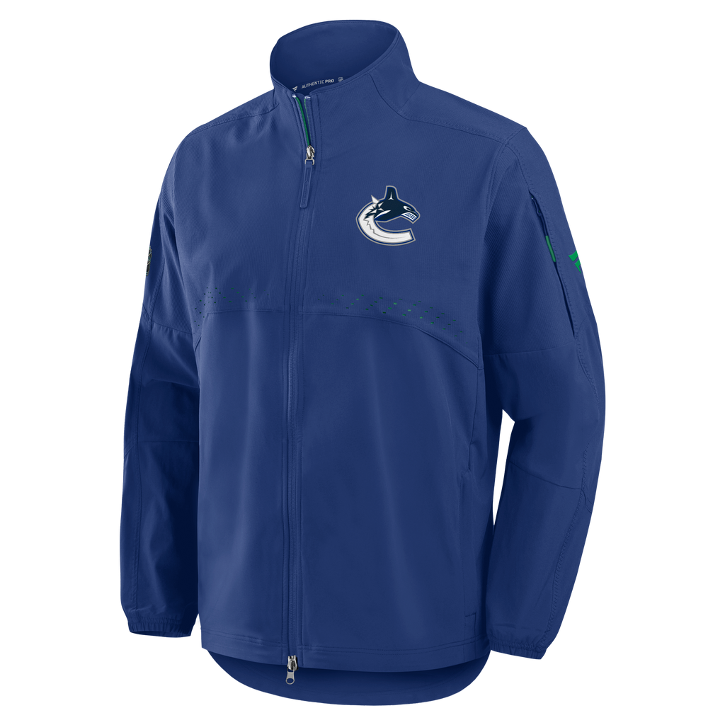 Vancouver Canucks NHL Fanatics Branded Men Royal Blue Authentic Pro Rink Coaches Jacket product image 1, provided for visual