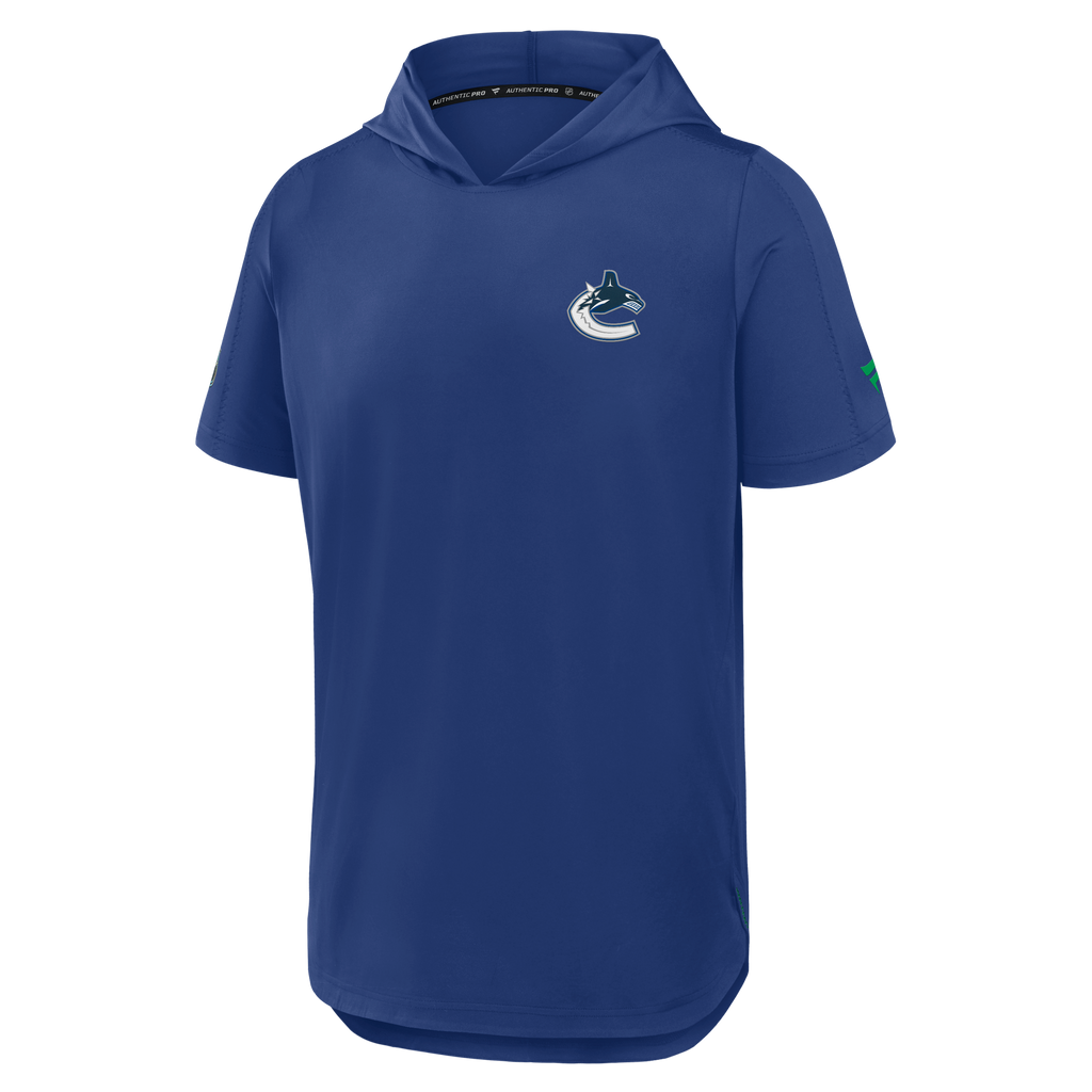 Vancouver Canucks NHL Fanatics Branded Men Royal Blue Authentic Pro Rink Short Sleeve Hoodie product image 1, provided for