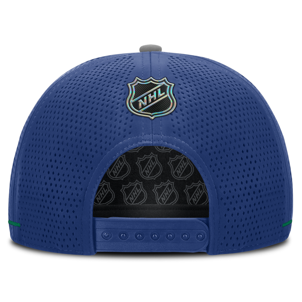 Vancouver Canucks NHL Fanatics Branded Men Royal Blue Authentic Pro Rink Vented A-Frame Snapback product image 2, provided