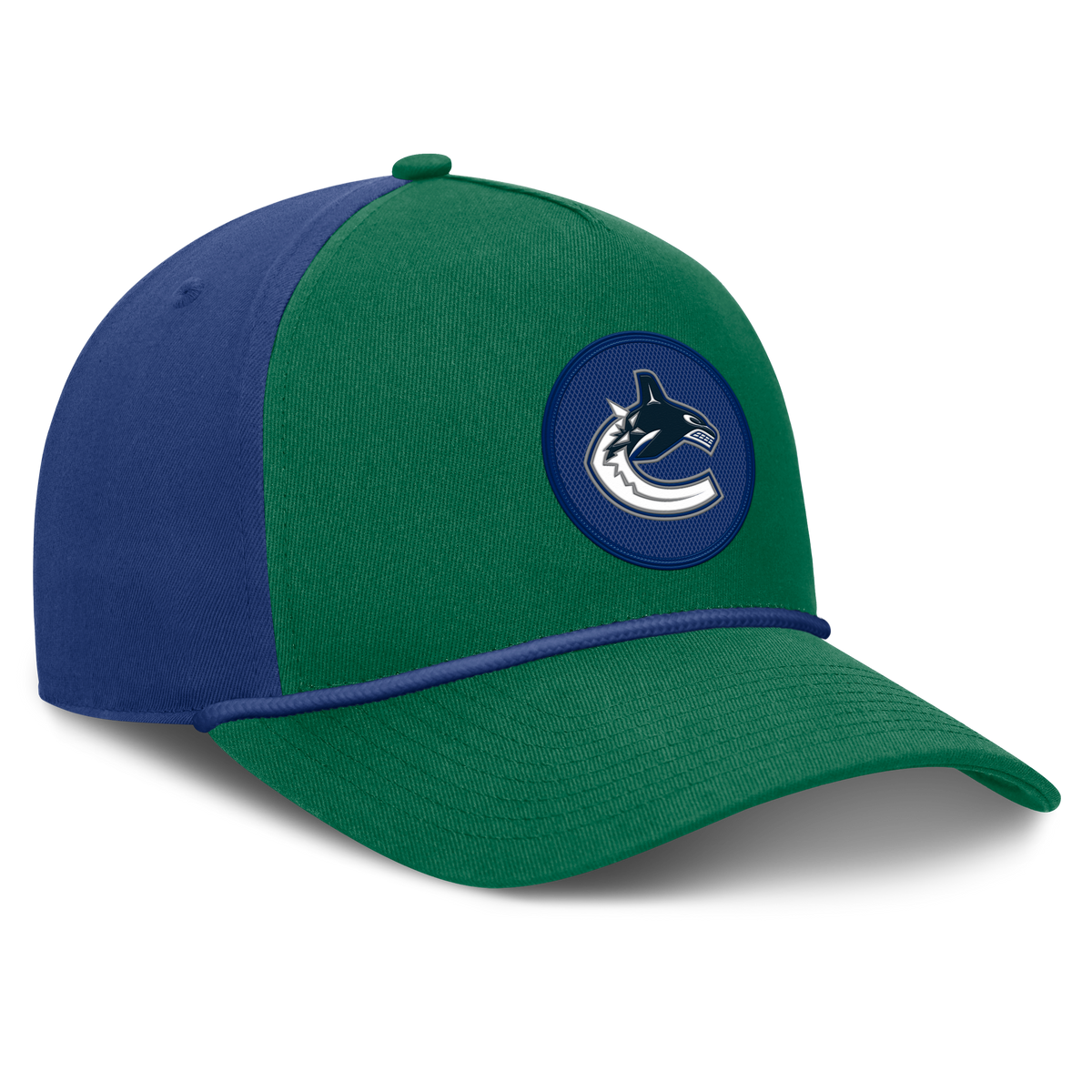 Vancouver Canucks NHL Fanatics Branded Men Royal Blue/Green Authentic Pro Rink A-Frame Snapback product image 4, provided