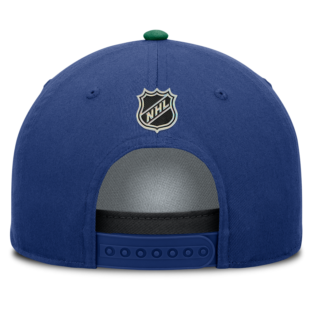 Vancouver Canucks NHL Fanatics Branded Men Royal Blue/Green Authentic Pro Rink A-Frame Snapback product image 2, provided