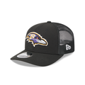 Baltimore Ravens NFL New Era Men Black 9Seventy Stretch Trucker Snapback product image 1, provided for visual reference and