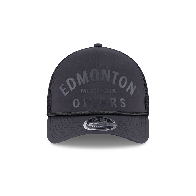Edmonton Oilers NHL New Era Men Black 9FORTY M-Crown A-Frame Minimalist Trucker Hat product image 2, provided for visual
