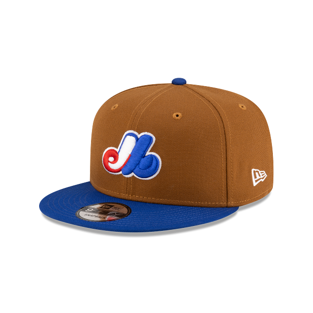 Montreal Expos MLB New Era Men 9Fifty Toasted Peanut/Royal Basic Snapback Hat product image 1, provided for visual reference