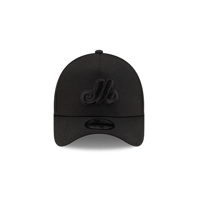 Montreal Expos MLB New Era Men Black on Black 9Forty A-Frame Snapback product image 7, provided for visual reference and
