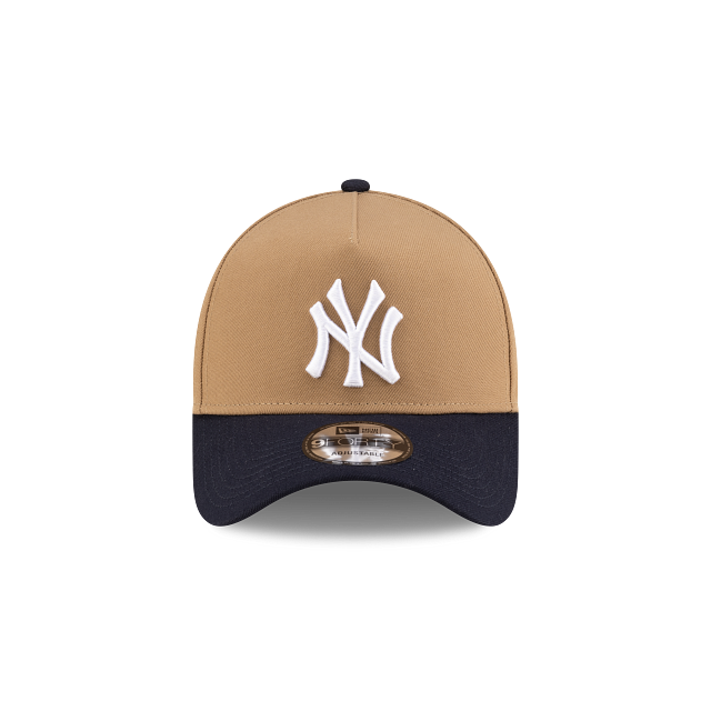 New York Yankees MLB New Era Men Khaki/Navy 9Forty A-Frame Snapback product image 7, provided for visual reference and