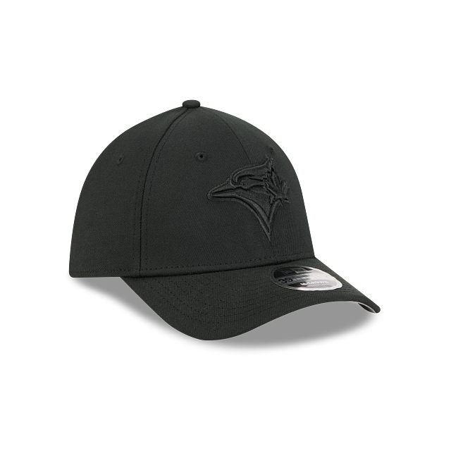 Toronto Blue Jays MLB New Era Men Black On Black 39Thirty M-Crown Stretch Fit Hat product image 5, provided for visual