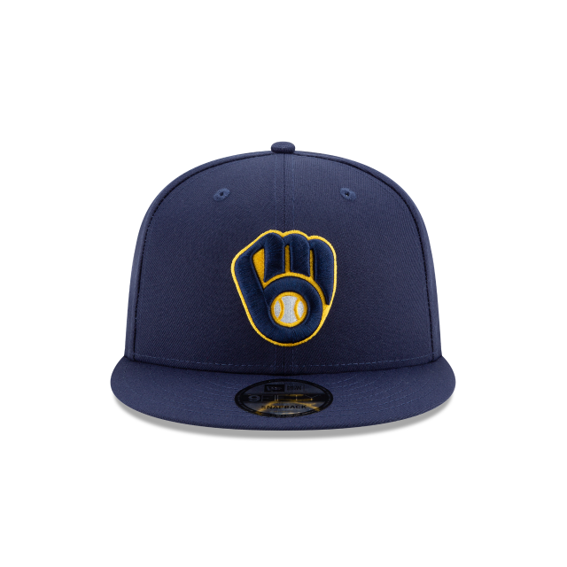 Milwaukee Brewers MLB New Era Men Navy 9Fifty Basic Snapback Hat product image 5, provided for visual reference and product