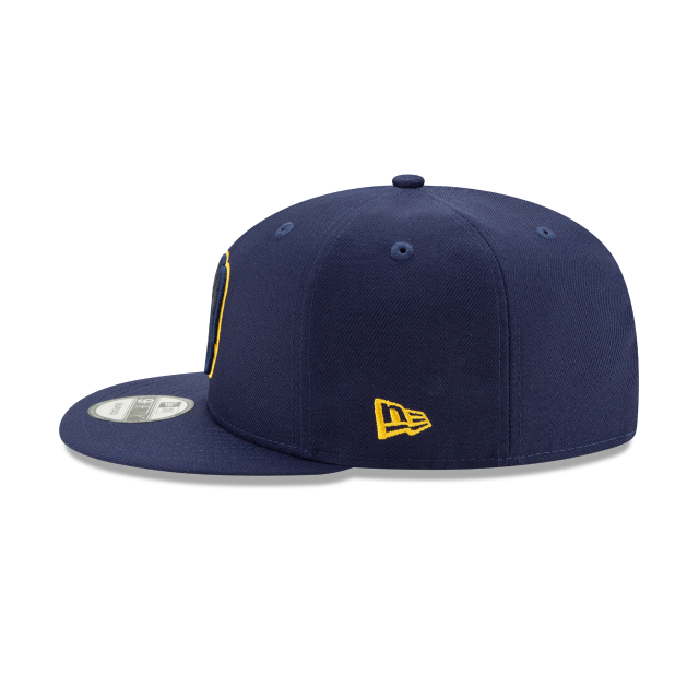 Milwaukee Brewers MLB New Era Men Navy 9Fifty Basic Snapback Hat product image 4, provided for visual reference and product
