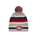Montreal Canadiens NHL New Era Men Grey Stripe Knit Pom Hat product image 1, provided for visual reference and product