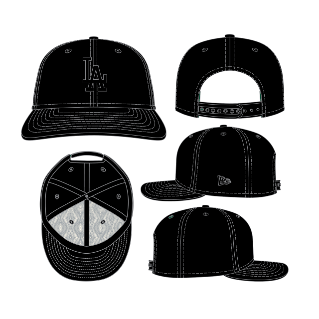 Los Angeles Dodgers MLB New Era Men Black On Black 9Seventy Snapback Hat product image 1, provided for visual reference and