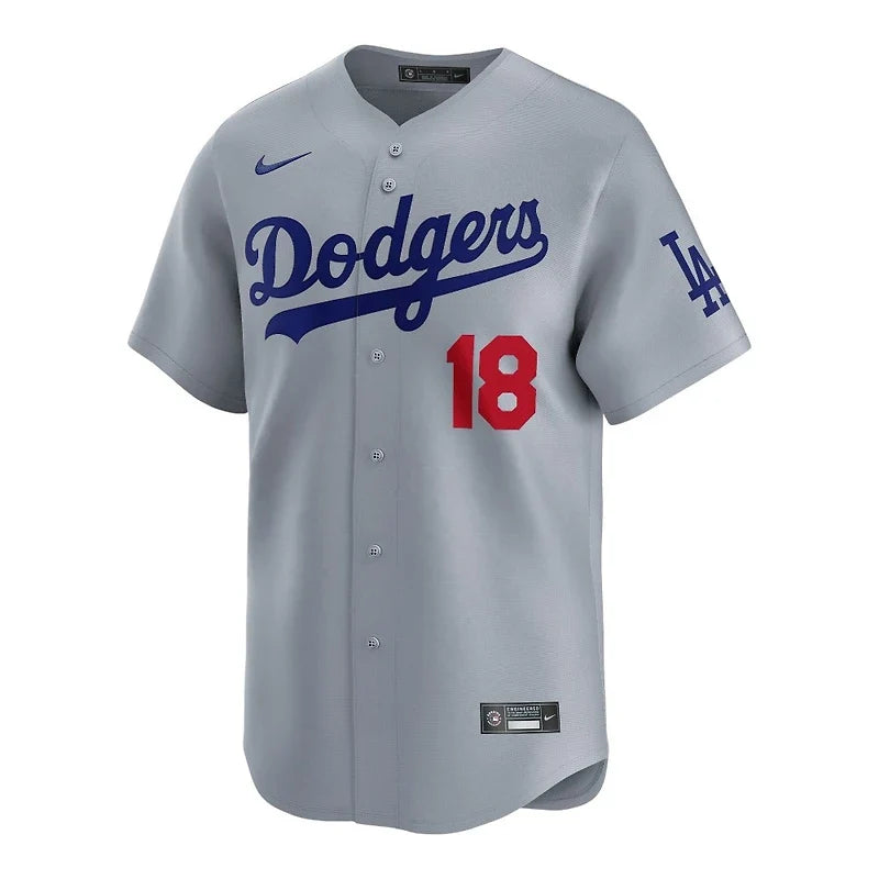 Yoshinobu Yamamoto Los Angeles Dodgers MLB Nike Men Cloud Grey Road Limited Jersey product image 2, provided for visual