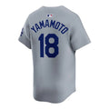 Yoshinobu Yamamoto Los Angeles Dodgers MLB Nike Men Cloud Grey Road Limited Jersey product image 1, provided for visual