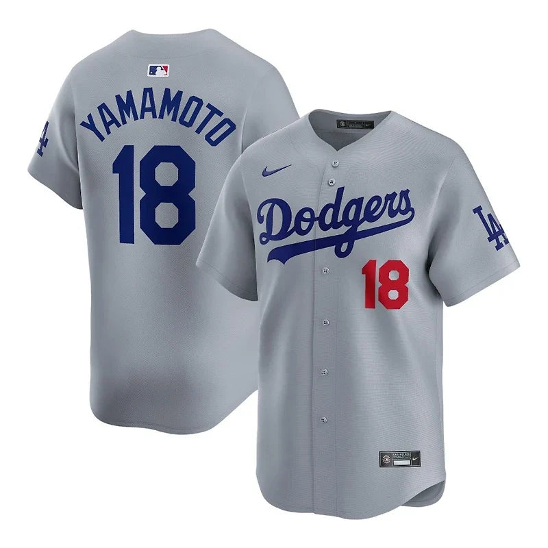 Yoshinobu Yamamoto Los Angeles Dodgers MLB Nike Men Cloud Grey Road Limited Jersey product image 3, provided for visual