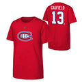 Cole Caufield #13 Montreal Canadiens NHL Outerstuff Youth Red T-Shirt product image 1, provided for visual reference and