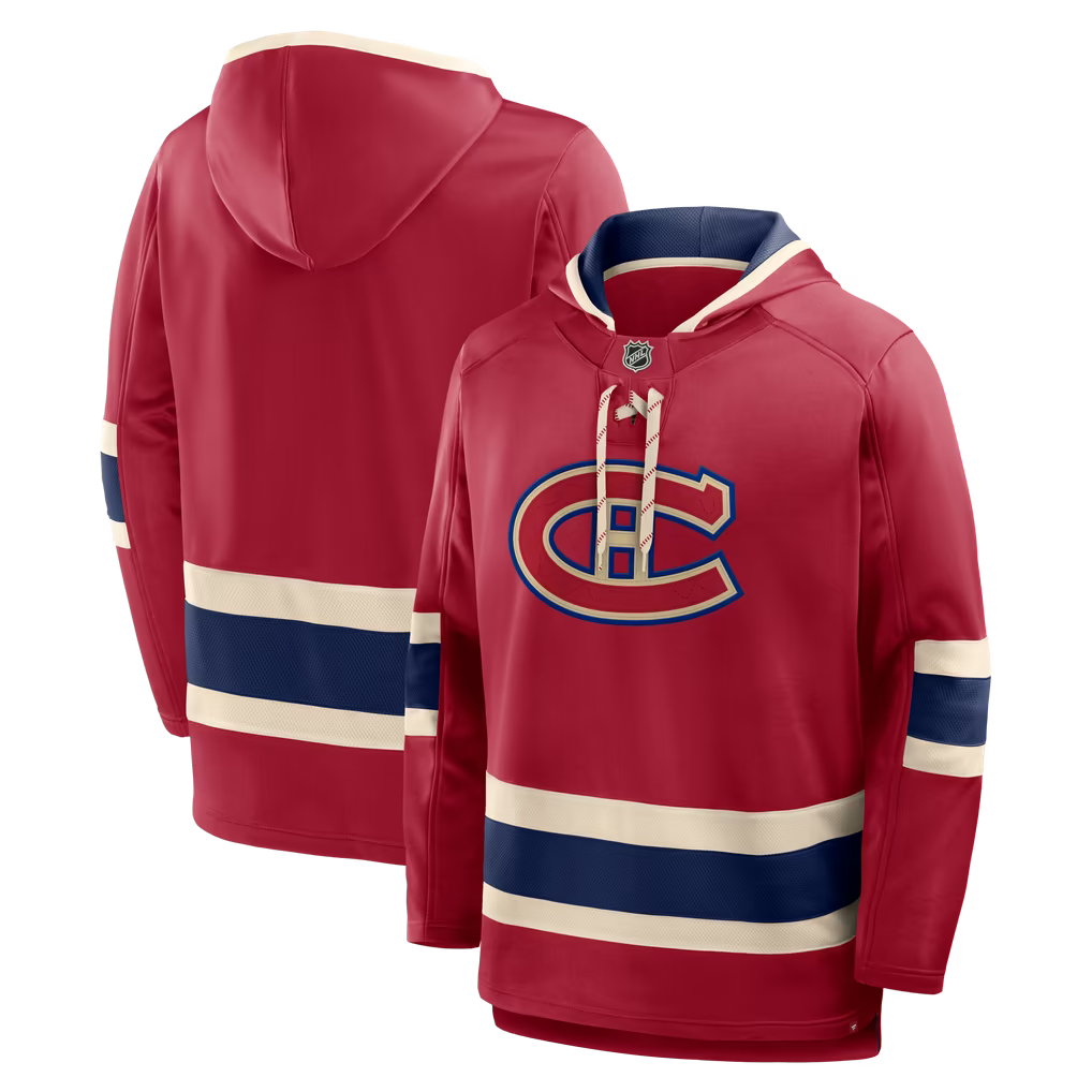 Montreal Canadiens NHL Fanatics Branded Men Red 2026 Heritage Classic Lace Fleece Hoodie product image 3, provided for