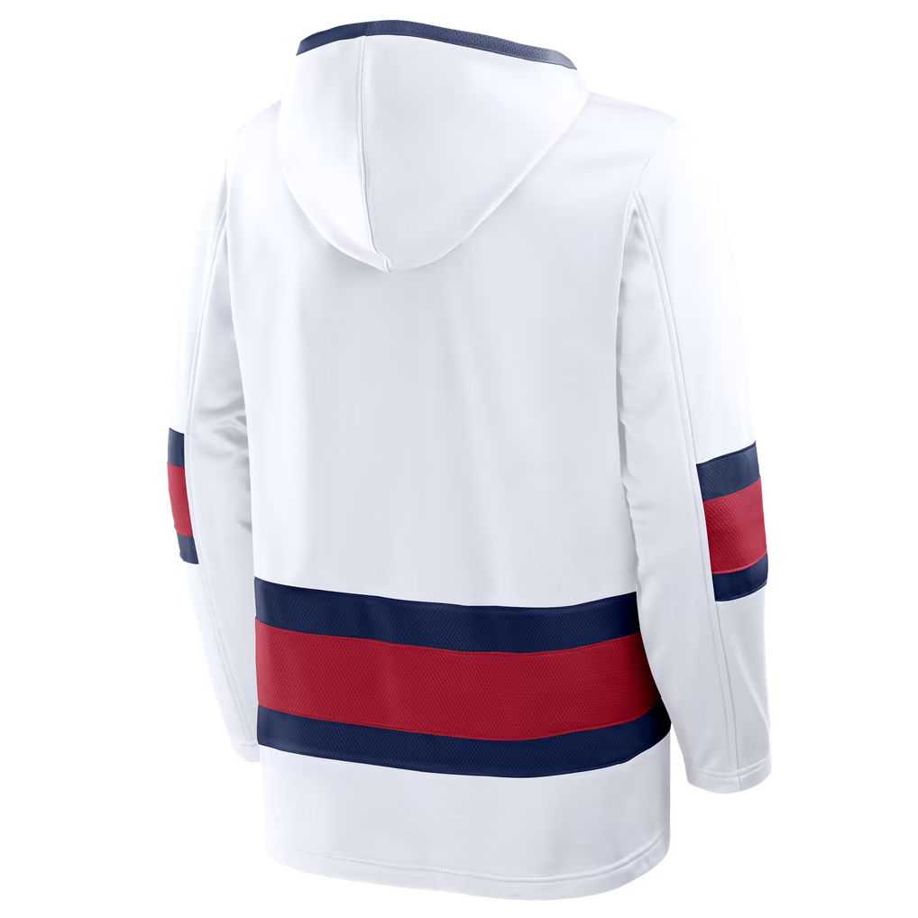 Winnipeg Jets NHL Fanatics Branded Men White 2026 Heritage Classic Lace Fleece Hoodie product image 2, provided for visual