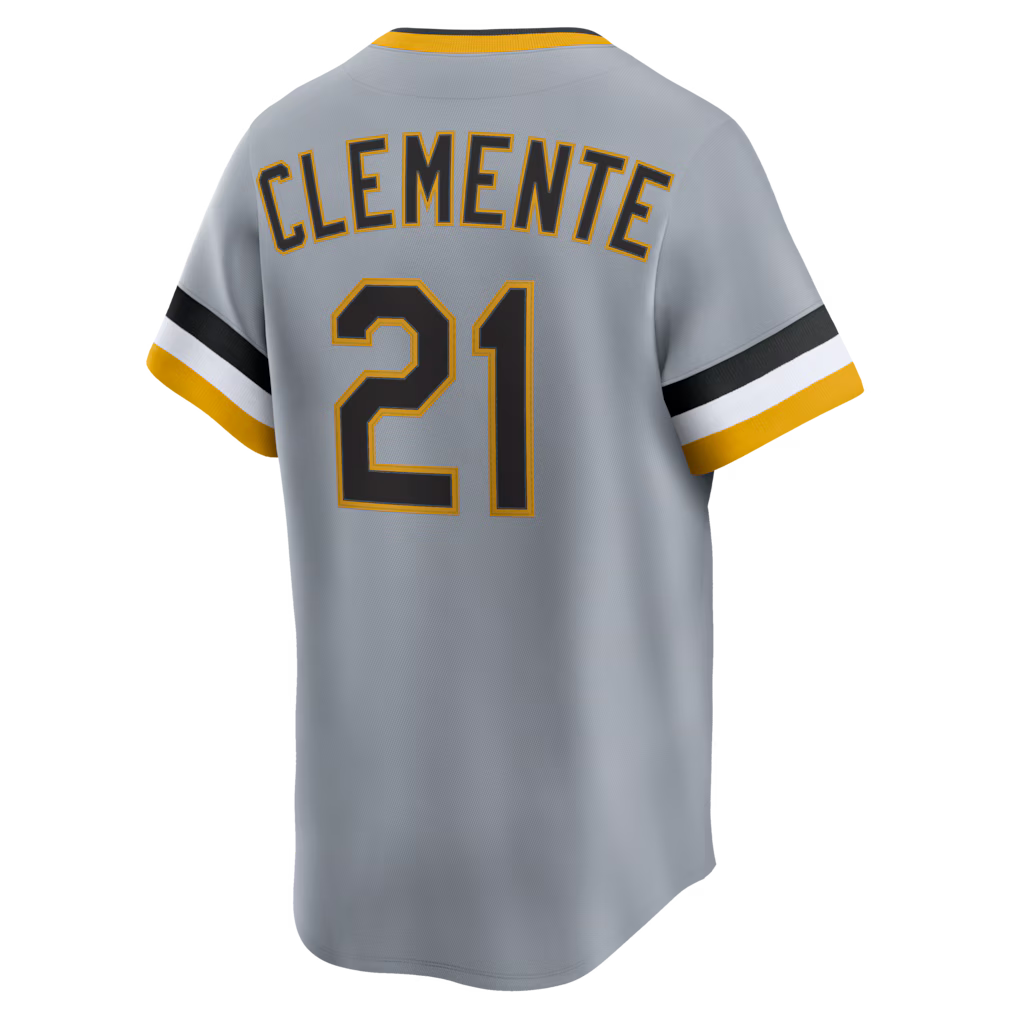 Roberto Clemente Pittsburgh Pirates MLB Nike Men Grey Cooperstown Limited Player Jersey product image 1, provided for visual