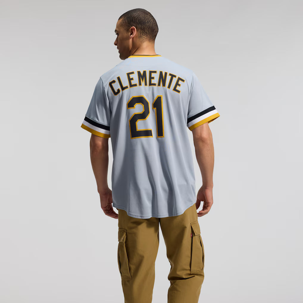 Roberto Clemente Pittsburgh Pirates MLB Nike Men Grey Cooperstown Limited Player Jersey product image 4, provided for visual