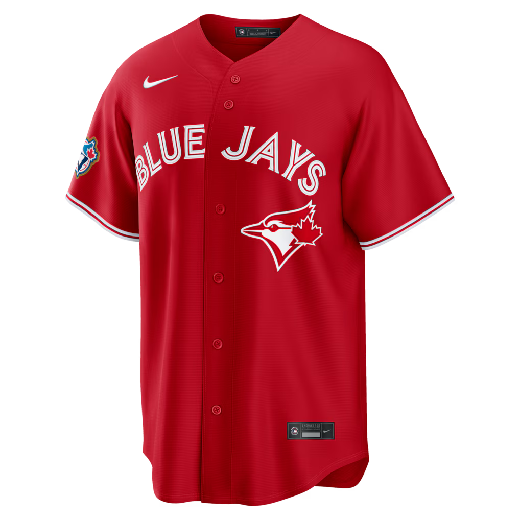 Vladimir Guerrero Jr. Toronto Blue Jays MLB Nike Men Sports Red Alternate 50th Season Patch Stadium Jersey product image 2,