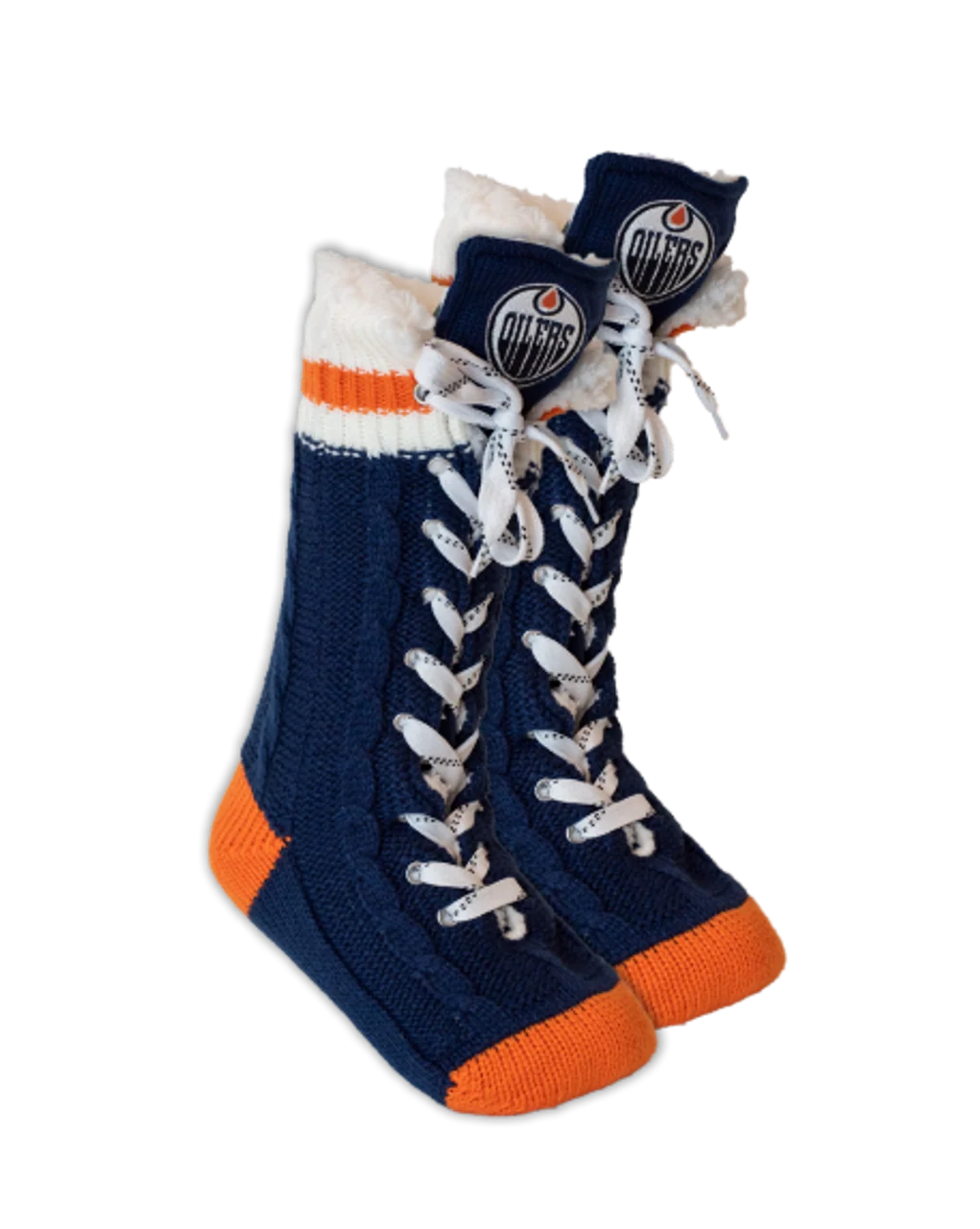 Edmonton Oilers NHL Hockey Sockey Unisex Navy Slipper Skates Socks product image 1, provided for visual reference and