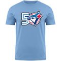 Toronto Blue Jays MLB Bulletin Men Light Blue 50th Anniversary Logo T-Shirt product image 1, provided for visual reference