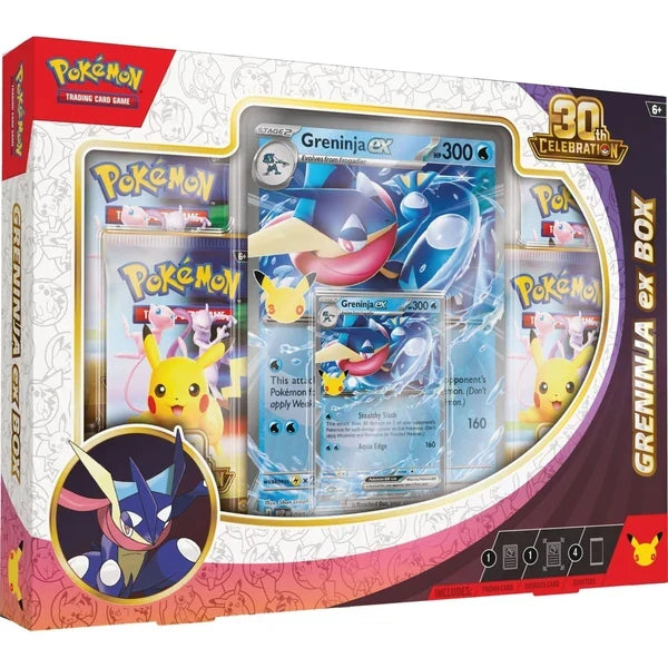Pokémon TCG 30th Celebration Ex Collection Box Greninja ex or Sylveon ex product image 1, provided for visual reference and