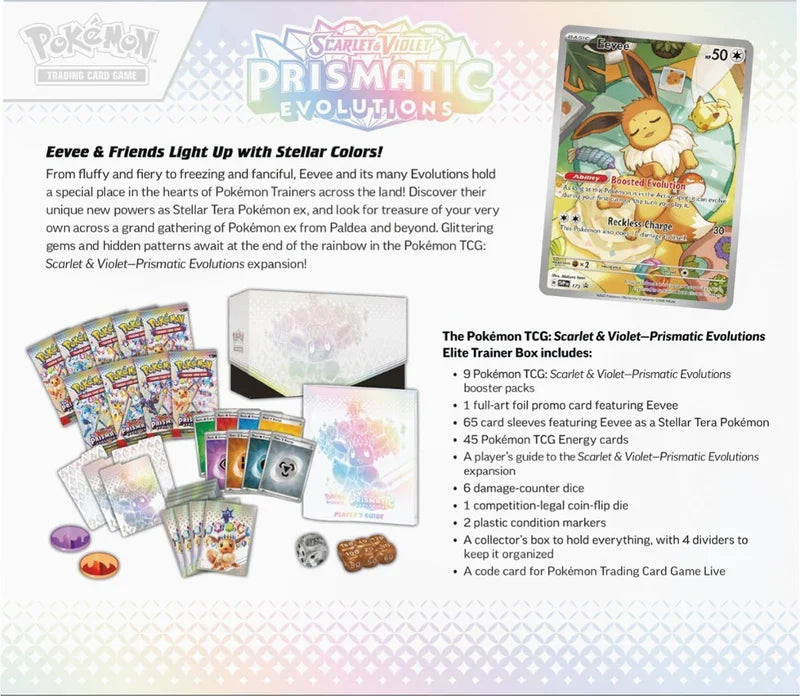 Pokémon TCG Scarlet & Violet Prismatic Evolutions Elite Trainer Box product image 2, provided for visual reference and