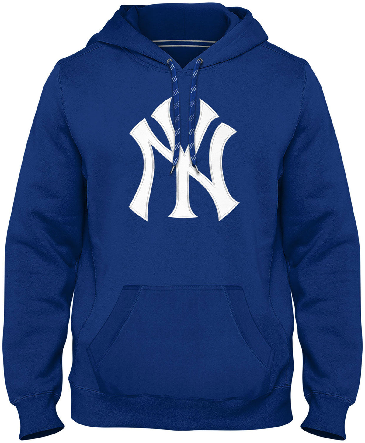 New York Yankees MLB Bulletin Men Royal Express Twill Logo Hoodie product image 1, provided for visual reference and product