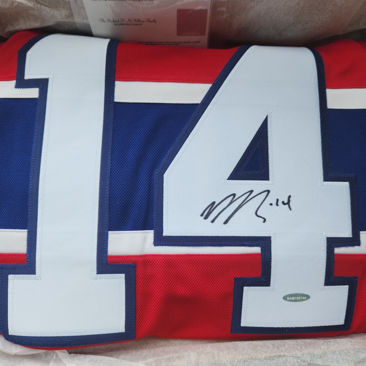 Nick Suzuki Montreal Canadiens NHL Adidas Men Red Authentic Upper Deck Autographed Jersey product image 2, provided for