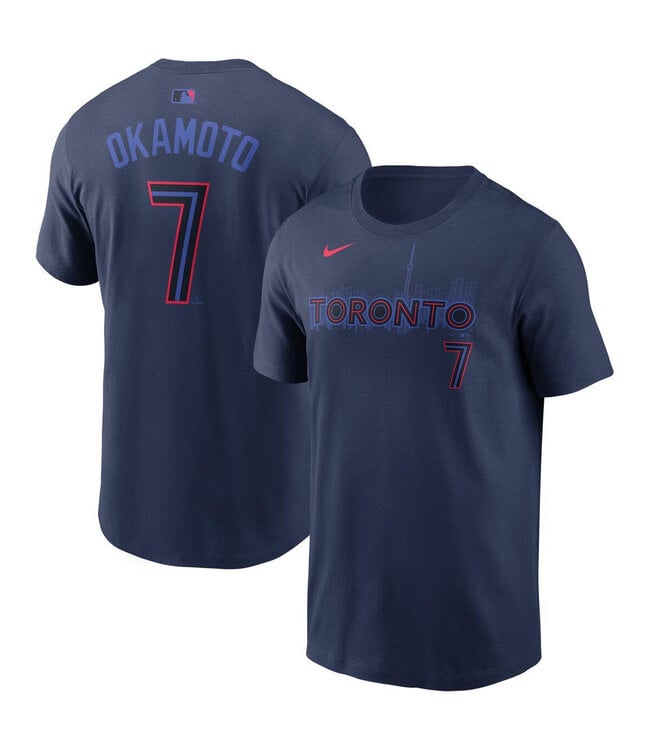 Kazuma Okamoto Toronto Blue Jays MLB Nike Men Navy 2024 City Connect Name & Number T-Shirt product image 1, provided for