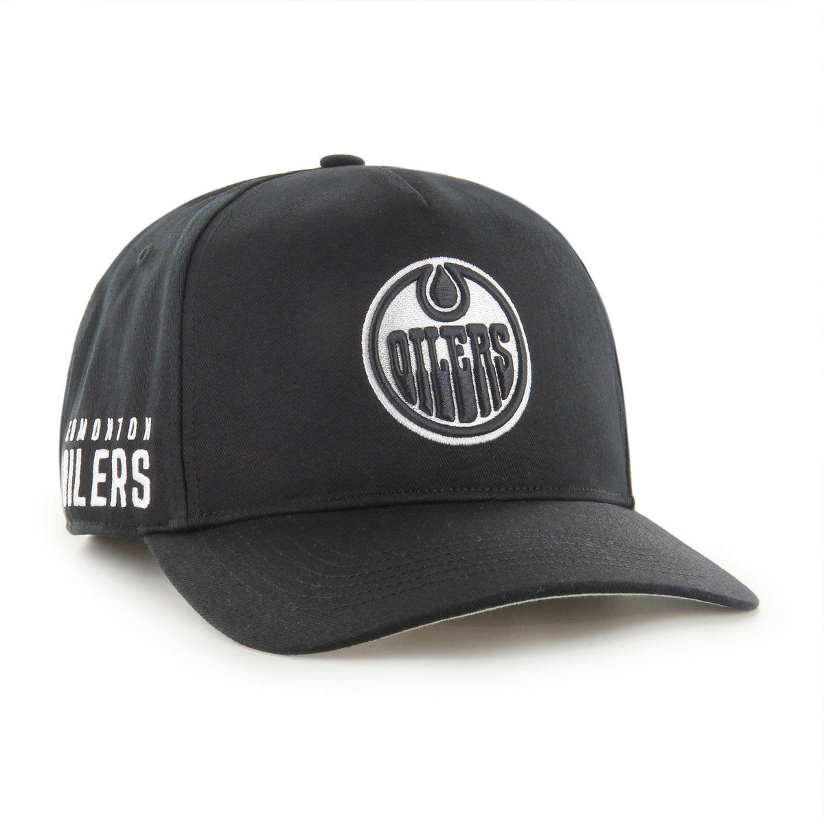Edmonton Oilers NHL 47 Brand Men Black & White Sure Shot Hitch Adjustable Hat product image 1, provided for visual reference